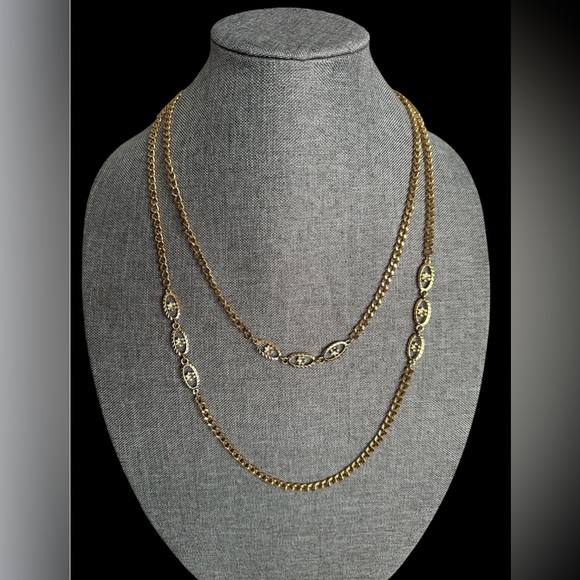 Monet Multi Strand Gold Tone Chain Necklace - Picture 1 of 5